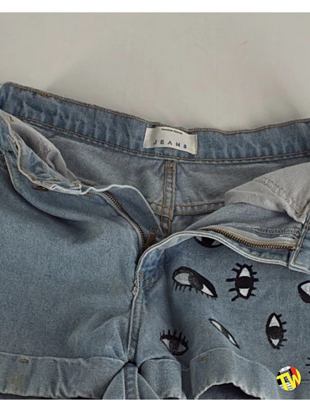 Vintage 2010s American Apparel Denim Shorts Hand Painted